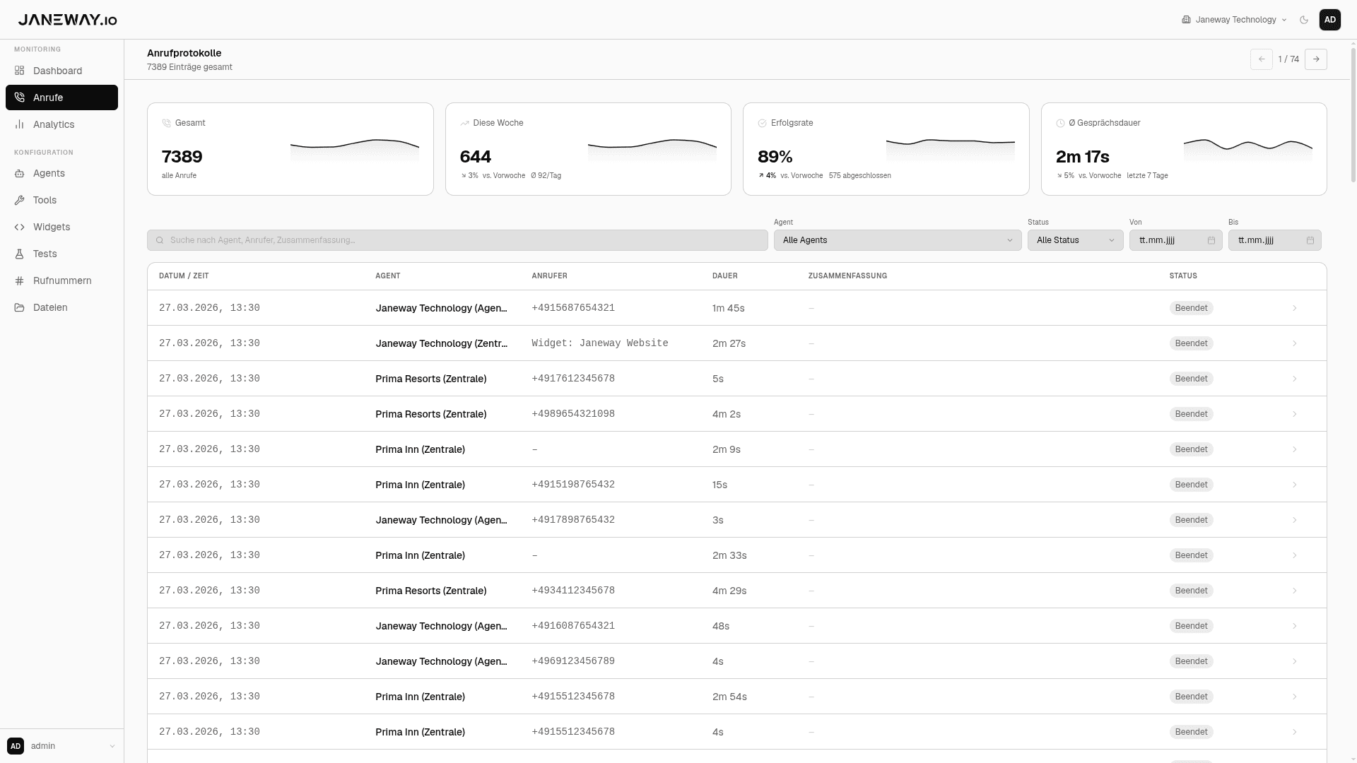 Live-Gespräche & Protokolle