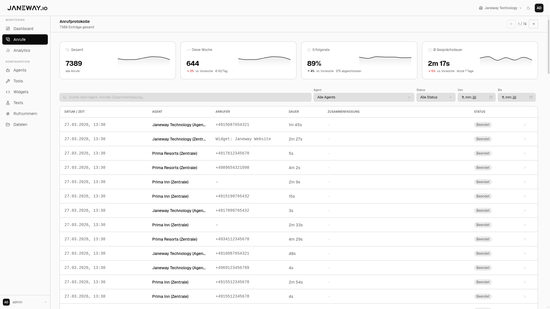 Live-Gespräche & Protokolle